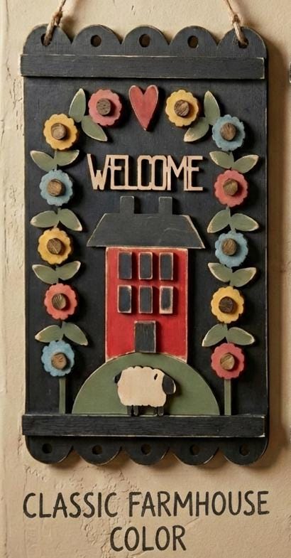 Farmhouse Welcome Sign | Sheep & Barn Wood Wall Decor | Handmade Country Farm Sign | Rustic Farmhouse Wall Hanging