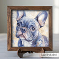 Blue-gray French Bulldog Dog Framed Art, Watercolor French Bulldog Portrait, 5.5 Inch Shelf Decor with Easel, Dog Lover Gift