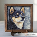 Black and Tan Shiba Inu Dog Framed Art, Watercolor Shiba Inu Portrait, 5.5 Inch Shelf Decor with Easel, Dog Lover Gift