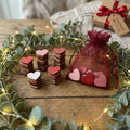 Mini Wooden Heart Decor – Set of 7 – Rustic Romantic / Love Shelf & Bowl Filler