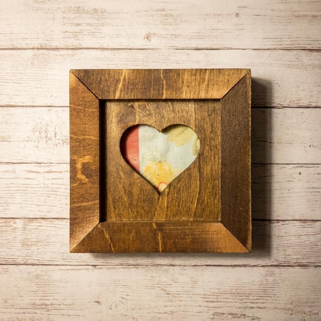 Reclaimed Quilt Heart Wood Magnet or Sign – Mini Rustic Valentine Decor – Handmade Fabric Heart – Farmhouse Shelf Sitter