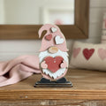 Heart Gnome Shelf Sitter – Handmade Rustic Farmhouse Decor – Wooden Gnome with Heart Accent