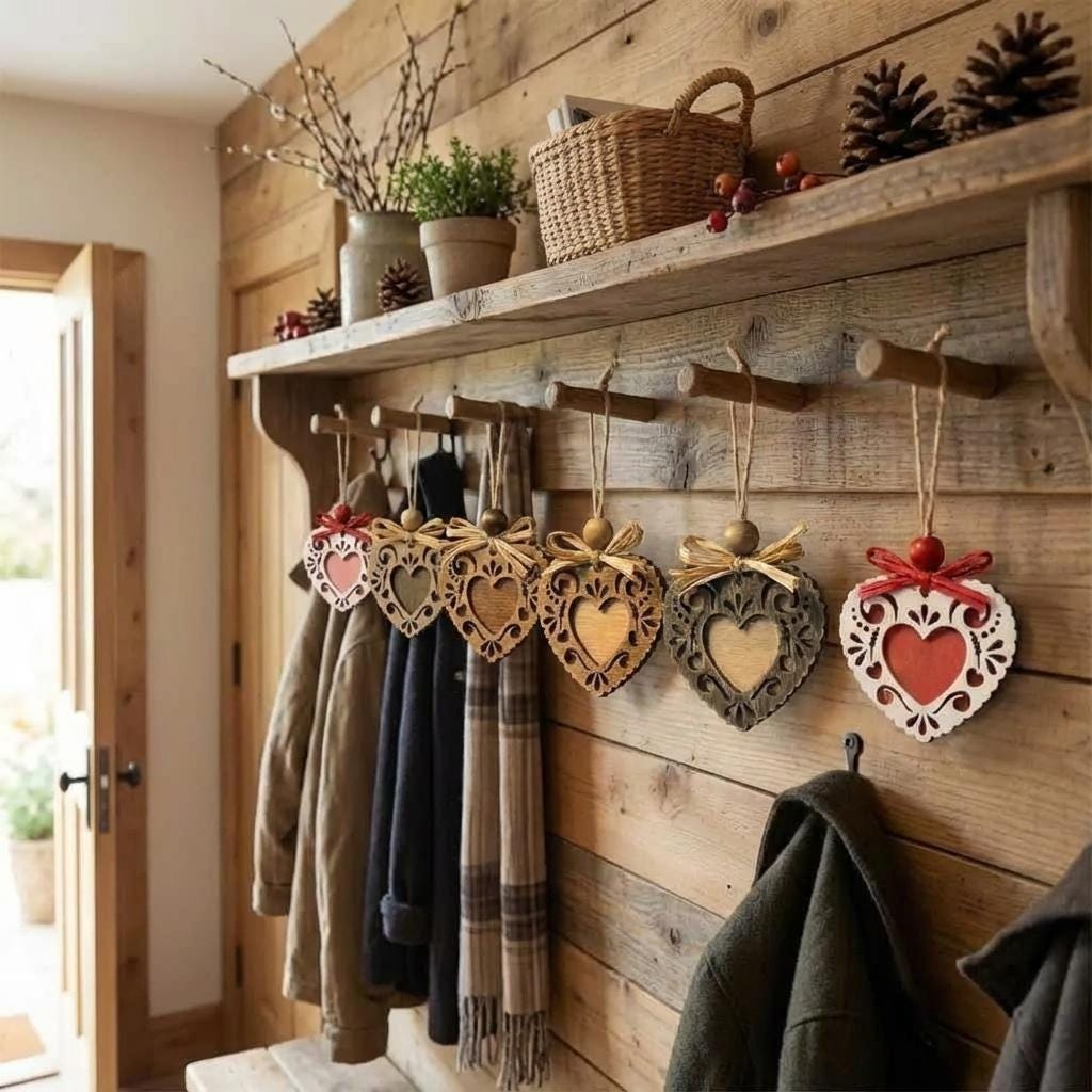 Lacy Heart Ornament – Handmade Rustic Wood Heart – Farmhouse Love Tree or Gift Decor