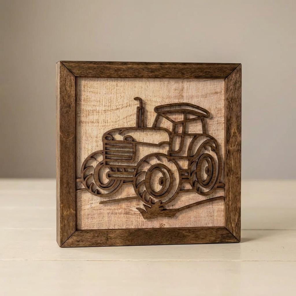 Rustic Farm Wall Art, Layered Wood Farm Decor, Tractor Sign, Farm Equipment, Farmhouse Wall Hanging