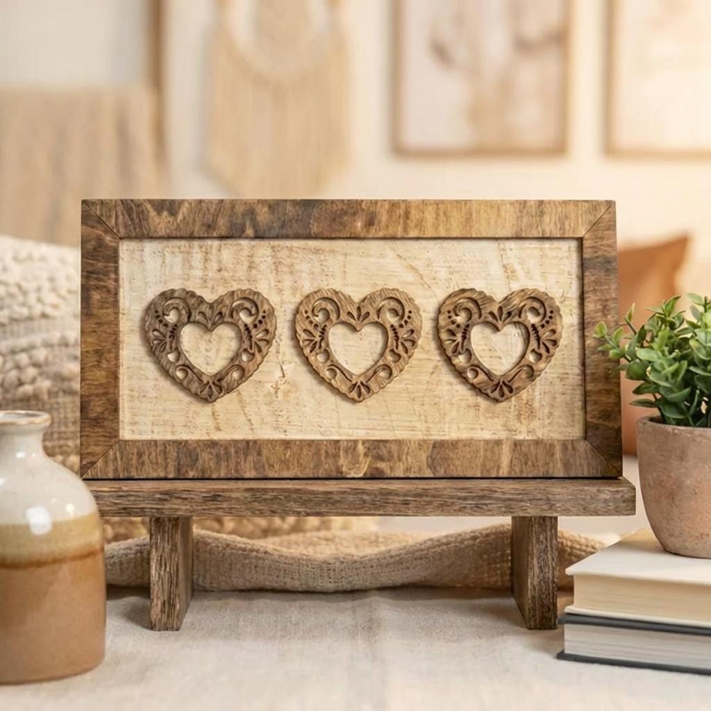 Rustic Lace Heart Wall Art, Layered Wood Heart Decor, Farmhouse Heart Sign, Year Round Home Decor
