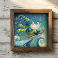 Winter Gnome Framed Art | Whimsical Christmas Decor | Cozy Nordic Gnome Illustration | Rustic Farmhouse Frame