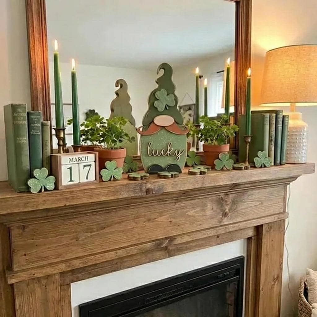 St Patrick's Day Shamrock Decor | Rustic Wooden Tokens, Set of 7