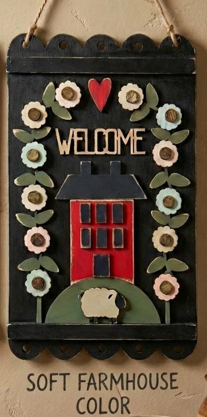 Farmhouse Welcome Sign | Sheep & Barn Wood Wall Decor | Handmade Country Farm Sign | Rustic Farmhouse Wall Hanging