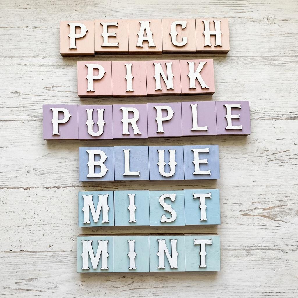Personalized Pastel Wooden Letter Blocks, Custom Name, Nursery Decor - TheGrumpyRooster