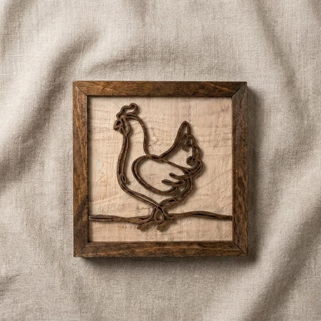Rustic Farm Wall Art, Layered Wood Farm Decor, Rooster Chicken Hen Sign, Farmhouse Wall Hanging