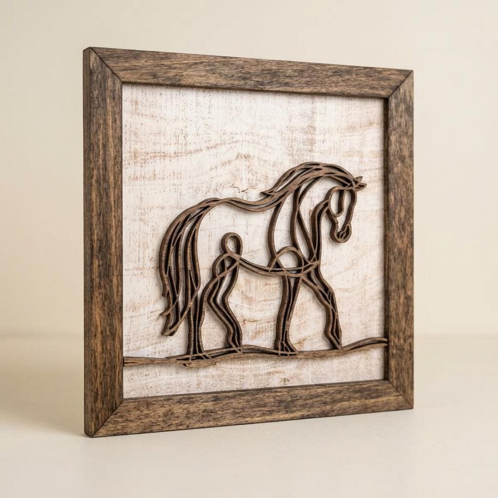 Rustic Farm Wall Art, Layered Wood Farm Decor, Horse Sign, Gift for Horse Lover, Farmhouse Wall Hanging