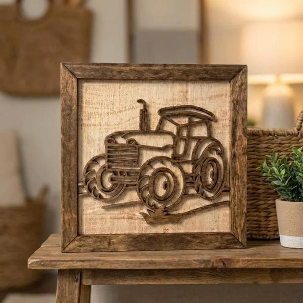 Rustic Farm Wall Art, Layered Wood Farm Decor, Tractor Sign, Farm Equipment, Farmhouse Wall Hanging
