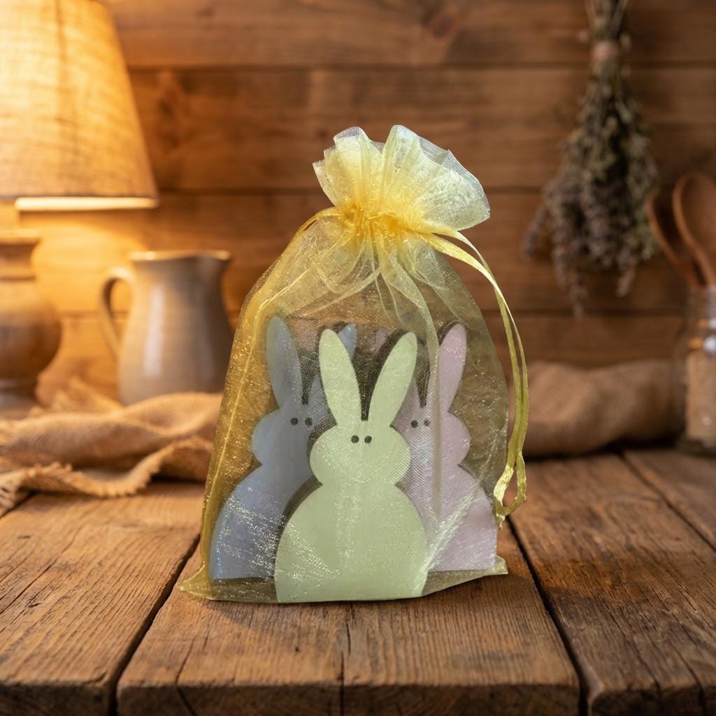 Pastel Mini Bunny Trio – Reversible 3 Inch Easter Decor – Assorted Bunny Set – Tiered Tray or Easter Basket Filler