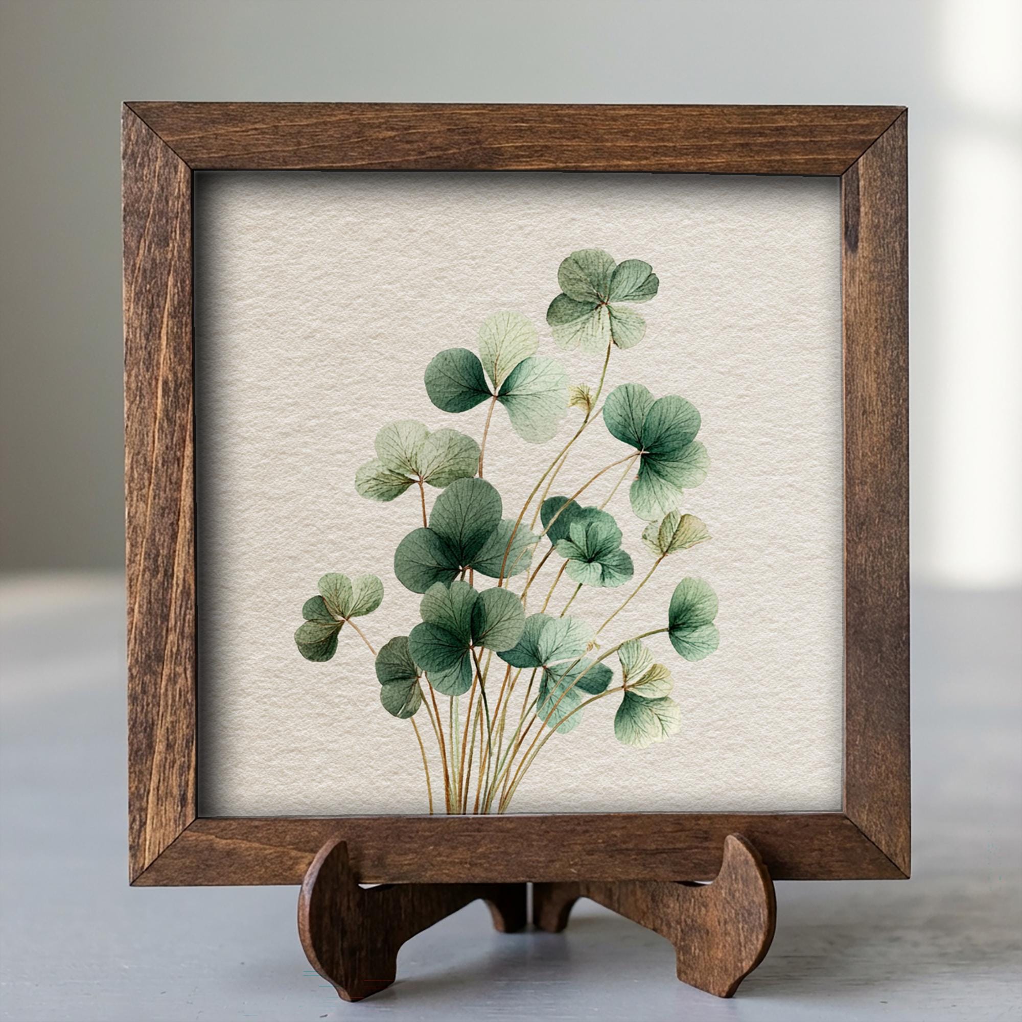 Shamrock Botanical Art | Mini Framed Farmhouse Decor | St Patrick’s Day Clover Print