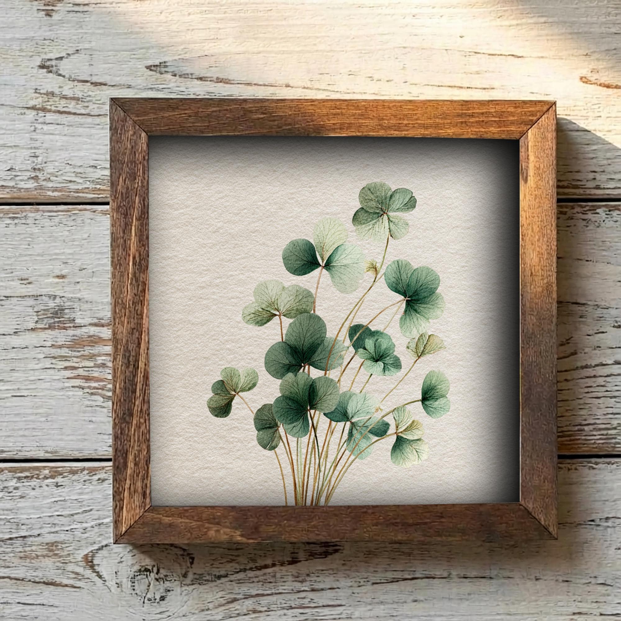 Shamrock Botanical Art | Mini Framed Farmhouse Decor | St Patrick’s Day Clover Print