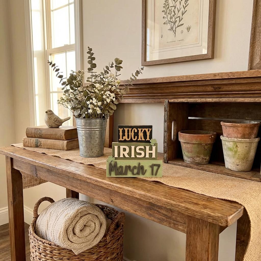 St Patrick's Day Wood Word Stacker – Lucky Irish Tiered Tray Decor
