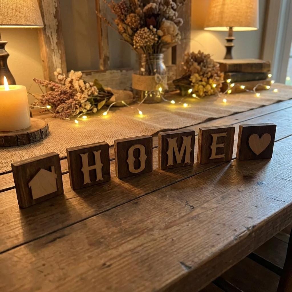Personalized Wooden Letter Blocks, Rustic Name Blocks, Farmhouse Decor