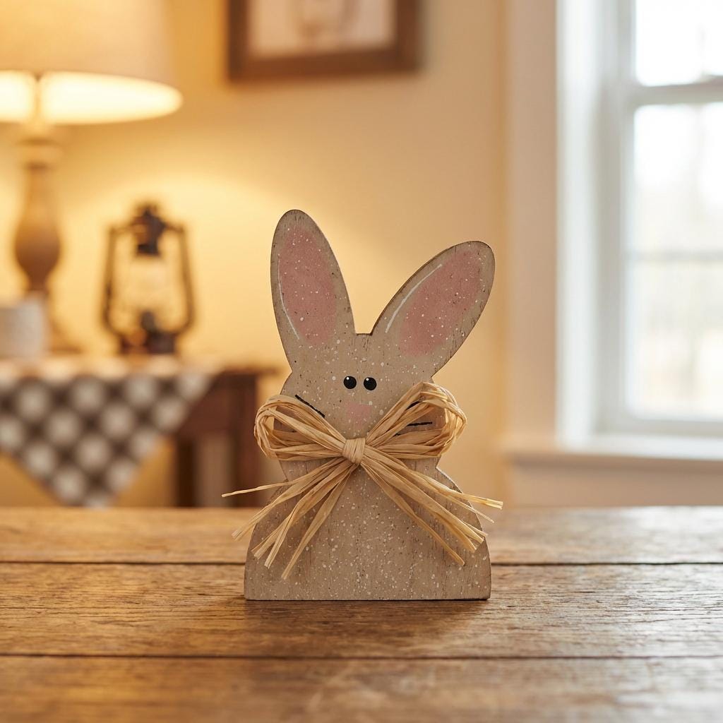 Rustic Wood Bunny Shelf Sitter, Farmhouse Easter Decor