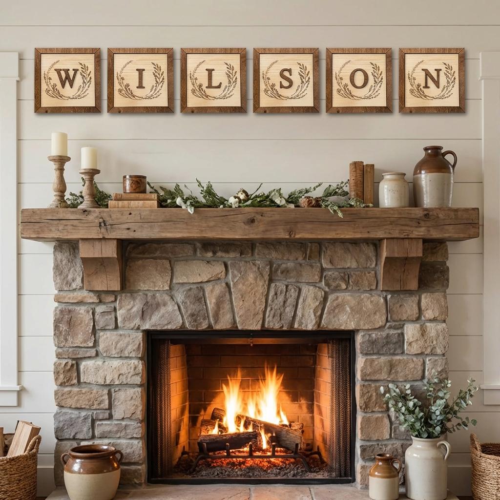 Custom Baby Name Wooden Wall Sign – Framed Rustic Nursery Decor – Farmhouse Wood Name Letters – Personalized Nursery Gift