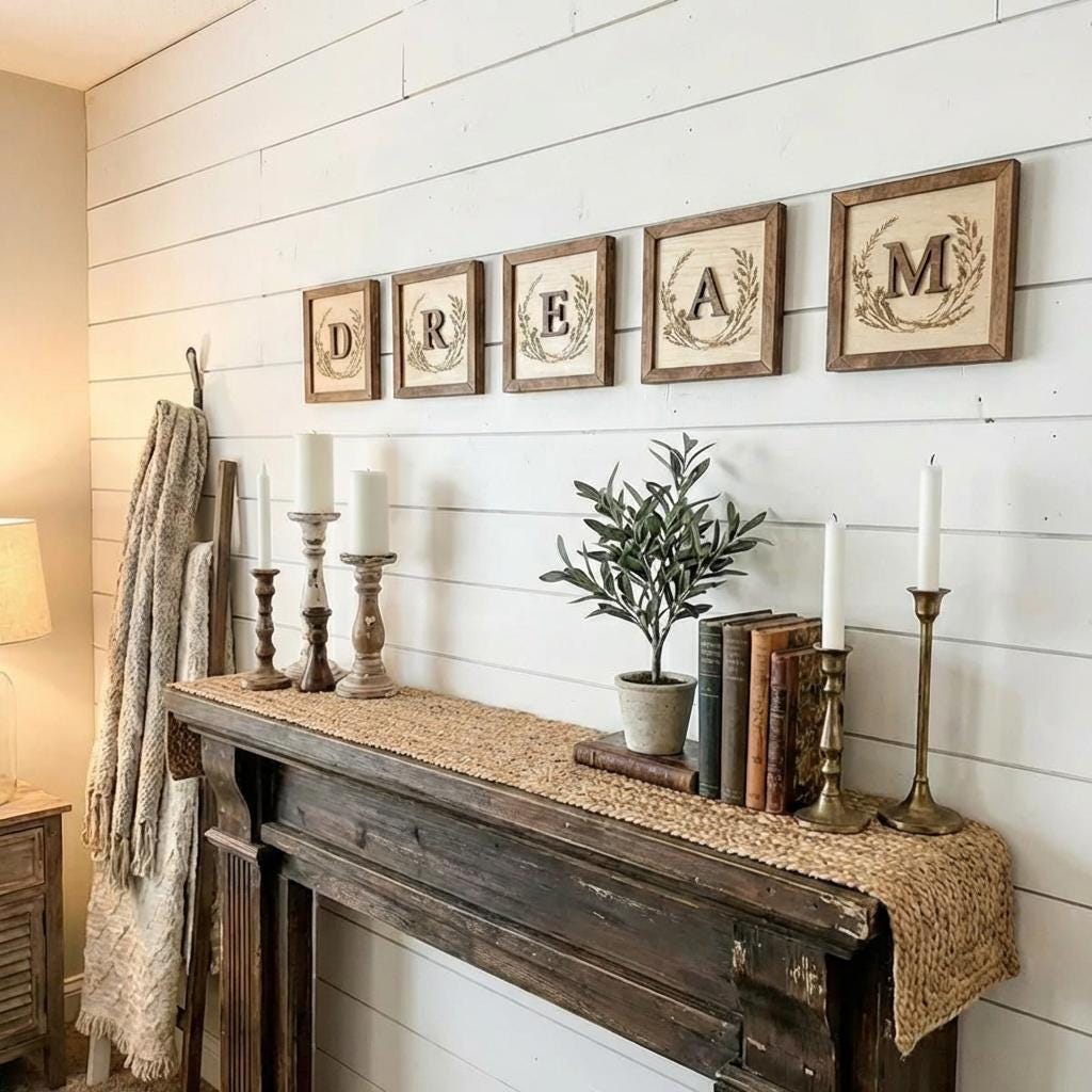 Custom Baby Name Wooden Wall Sign – Framed Rustic Nursery Decor – Farmhouse Wood Name Letters – Personalized Nursery Gift