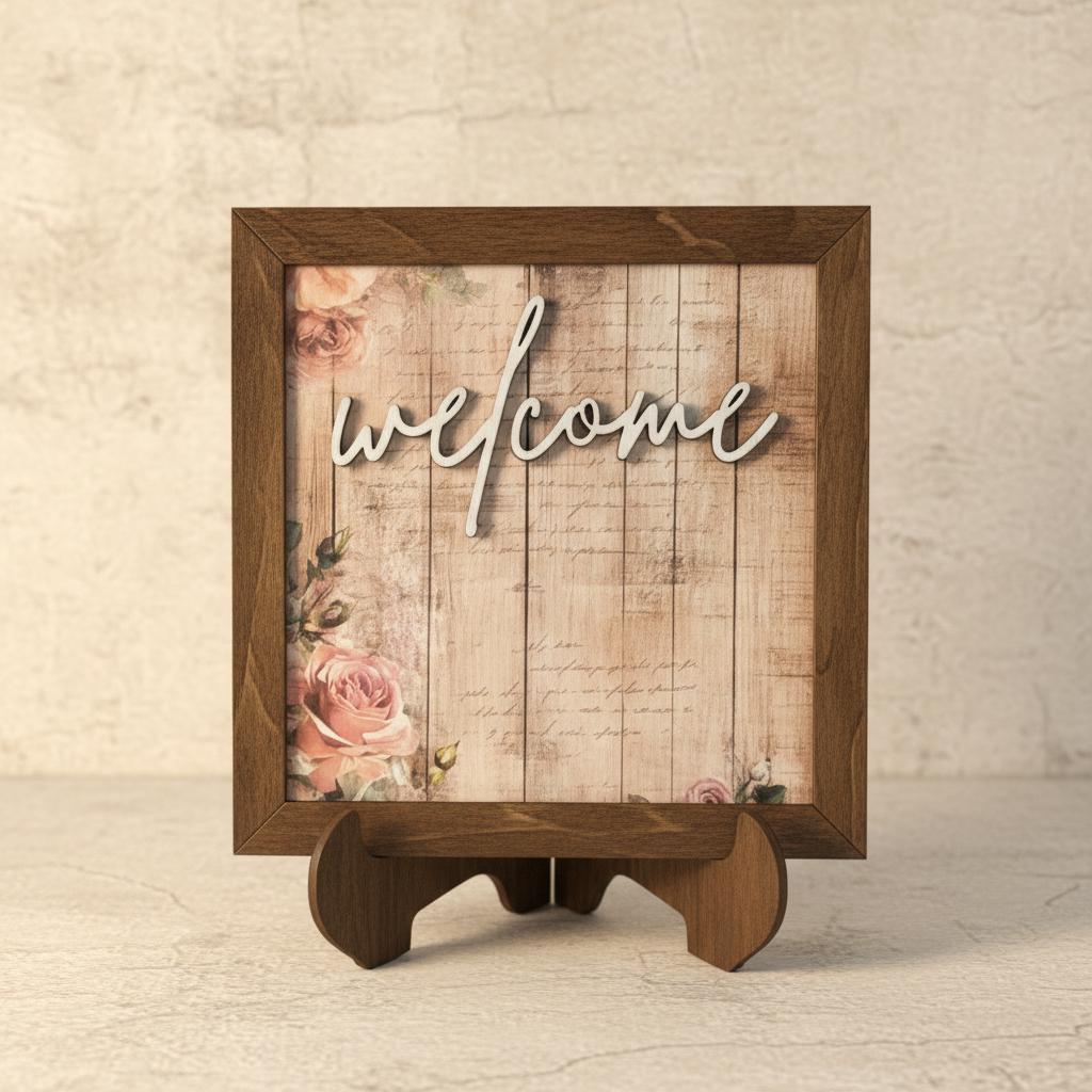 Gather Wood Sign | Farmhouse Floral Tabletop Decor - TheGrumpyRooster