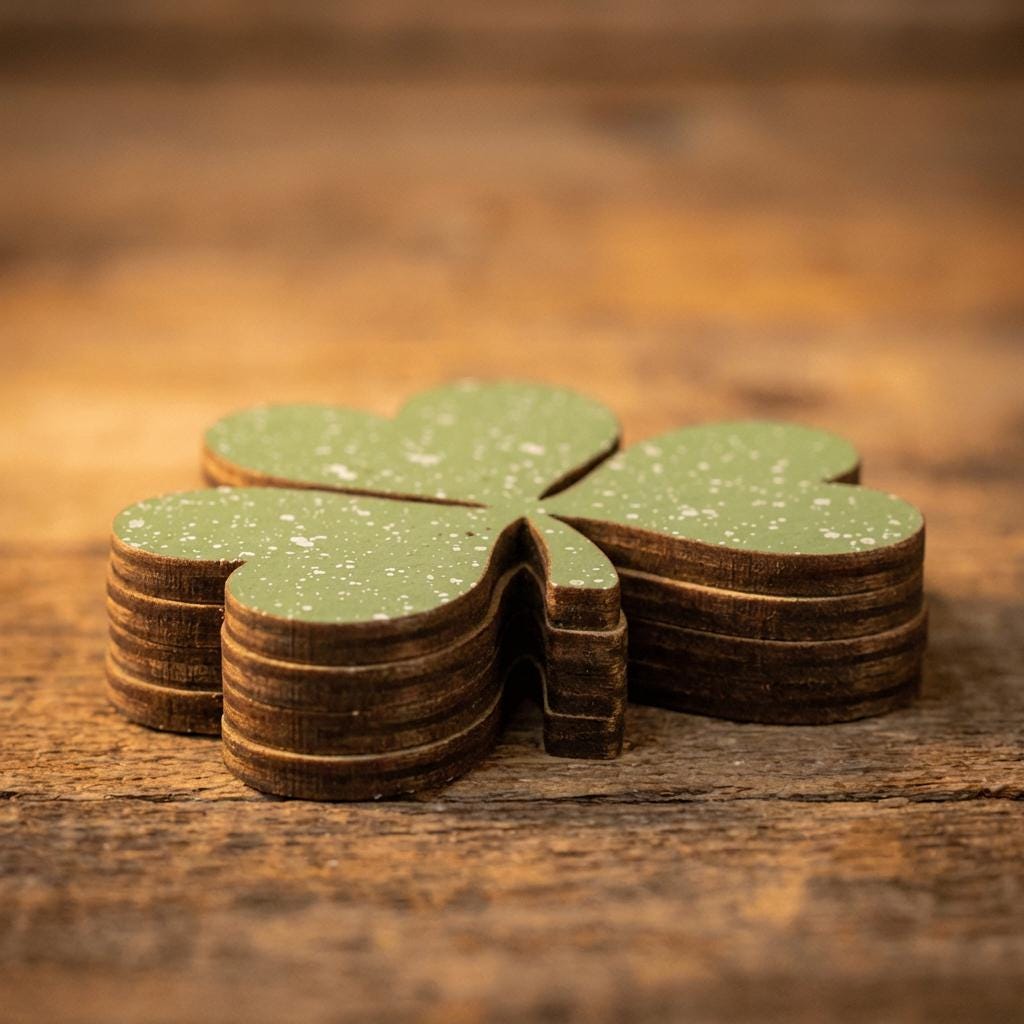 Chunky Shamrock Shelf Sitter – Small Layered Wood Shamrock Decor – St Patrick’s Day Tiered Tray Decor – Farmhouse Irish Spring Decoration - TheGrumpyRooster