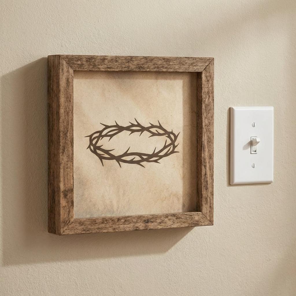 Crown of Thorns Framed Christian Art, Easter Wall Decor, Scripture Decor, Christian Gift, Religious Wall Art, Faith Home Decor, Easter Decor - TheGrumpyRooster