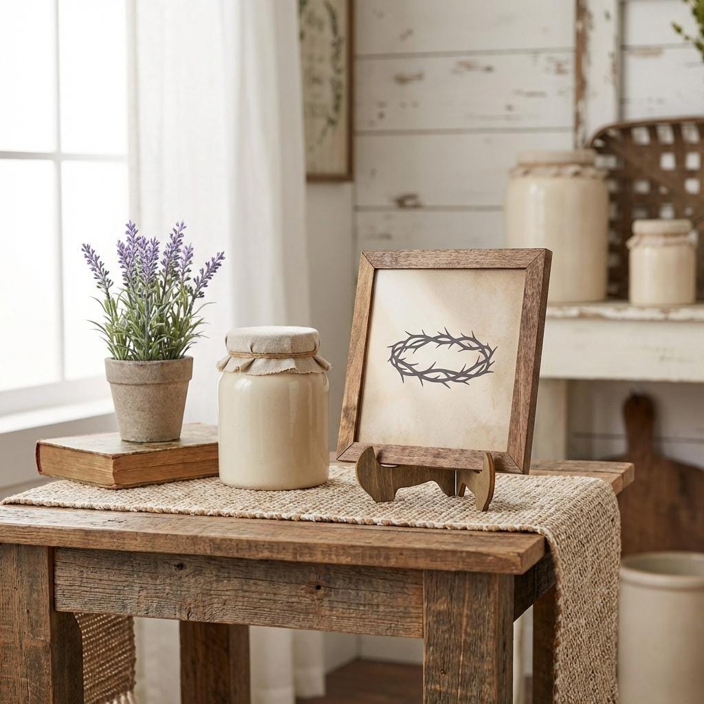 Crown of Thorns Framed Christian Art, Easter Wall Decor, Scripture Decor, Christian Gift, Religious Wall Art, Faith Home Decor, Easter Decor - TheGrumpyRooster