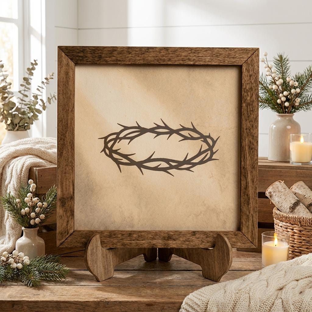 Crown of Thorns Framed Christian Art, Easter Wall Decor, Scripture Decor, Christian Gift, Religious Wall Art, Faith Home Decor, Easter Decor - TheGrumpyRooster
