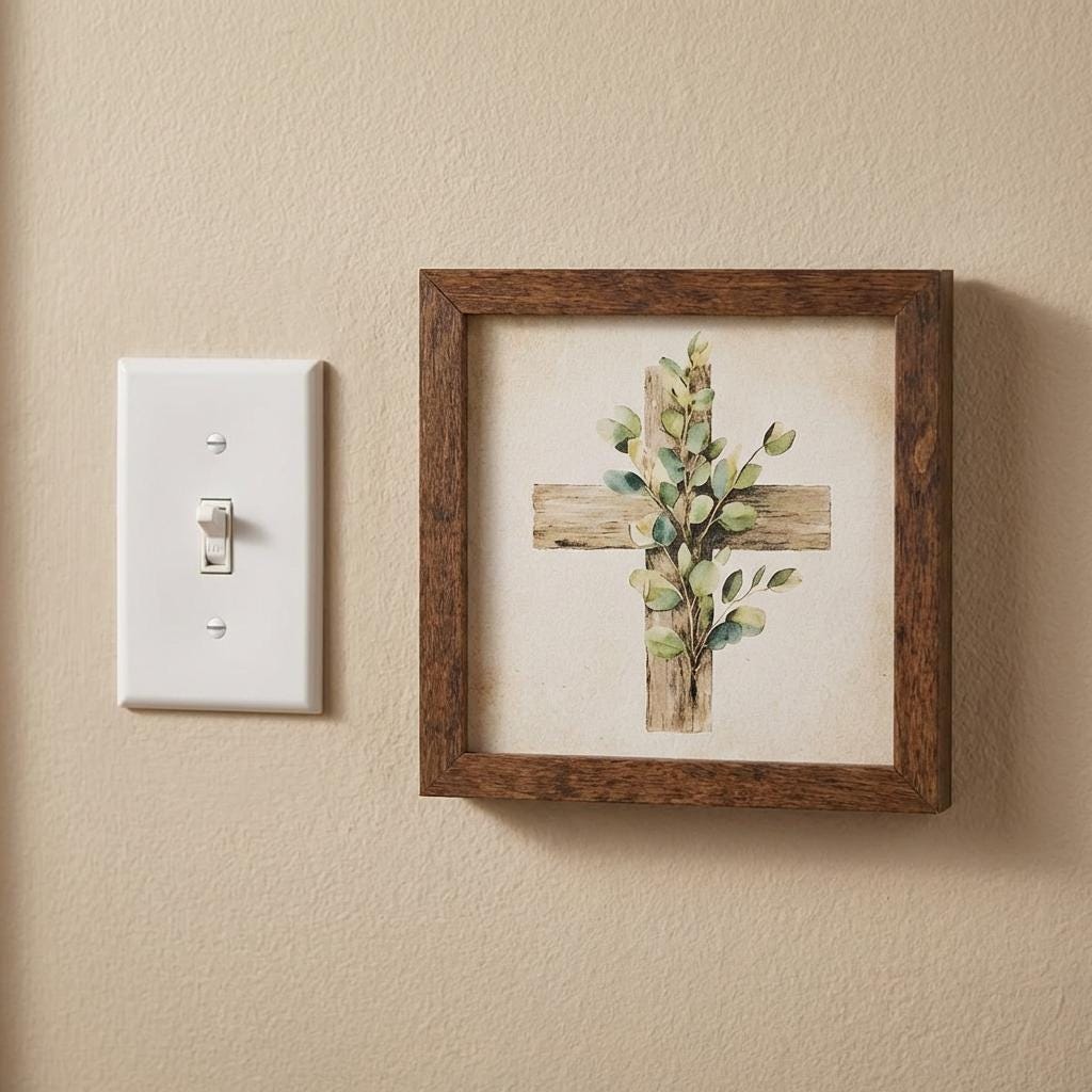 Botanical Cross Framed Christian Art, Easter Wall Decor, Christian Gift, Religious Wall Art, Scripture Decor, Faith Home Decor, Easter Gift - TheGrumpyRooster