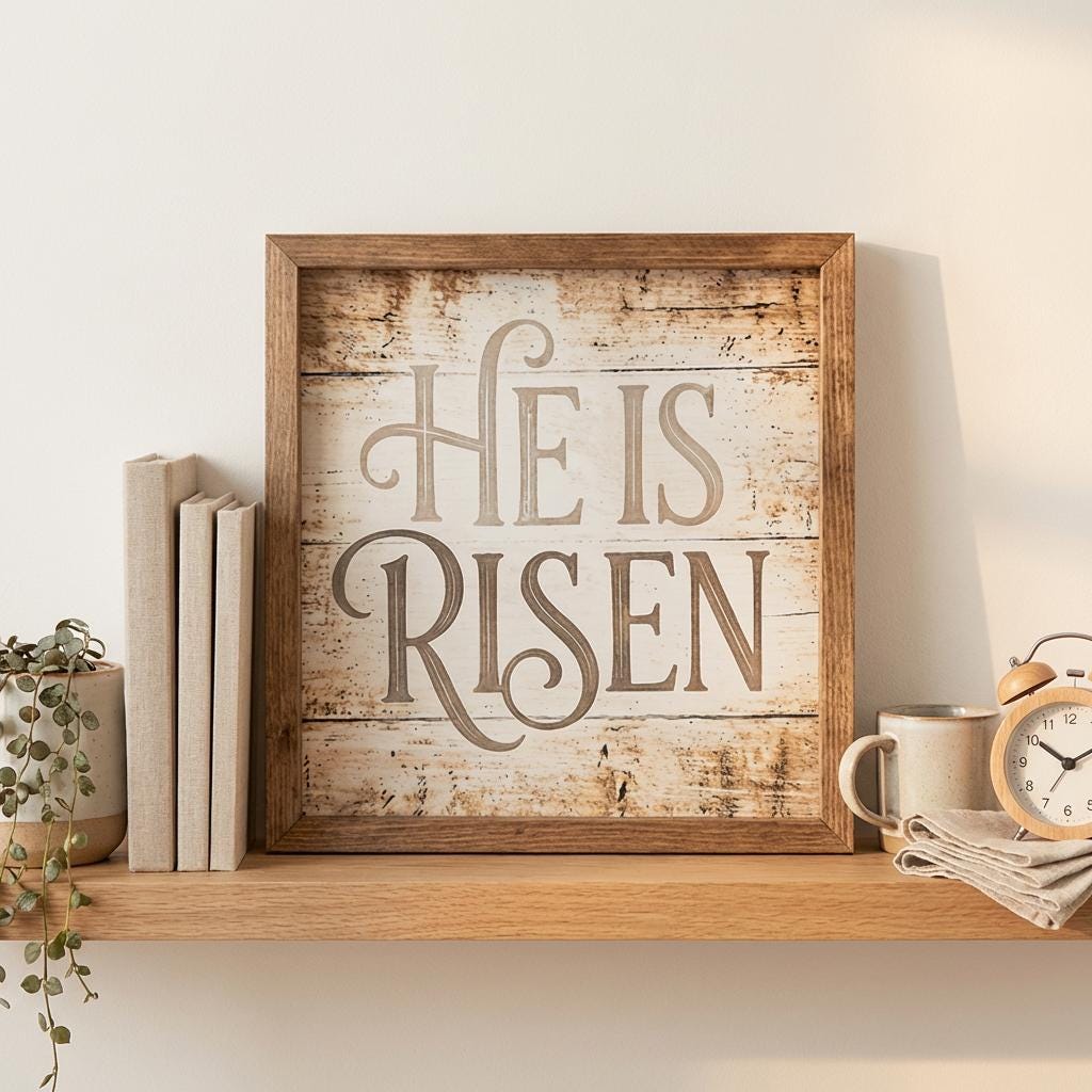 He is Risen Framed Christian Art, Easter Wall Decor, Christian Gift, Religious Wall Art, Scripture Decor, Faith Home Decor, Easter Decor - TheGrumpyRooster