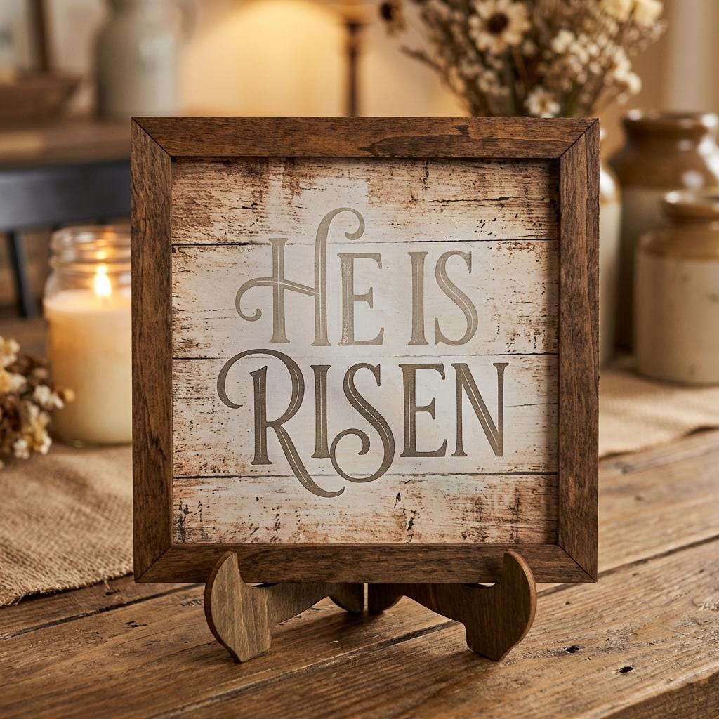 He is Risen Framed Christian Art, Easter Wall Decor, Christian Gift, Religious Wall Art, Scripture Decor, Faith Home Decor, Easter Decor - TheGrumpyRooster