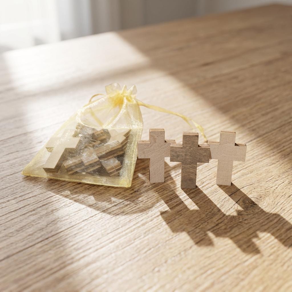 Mini Wooden Crosses – Set of 7 | Reversible Rustic Cross Decor | Christian Easter Decor | Baptism Favor | Communion Table Decor - TheGrumpyRooster