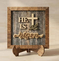 Layered He Is Risen Cross Decor – Christian Easter Home Decor – Resurrection Wall Art – Farmhouse Religious Shelf Decor - TheGrumpyRooster