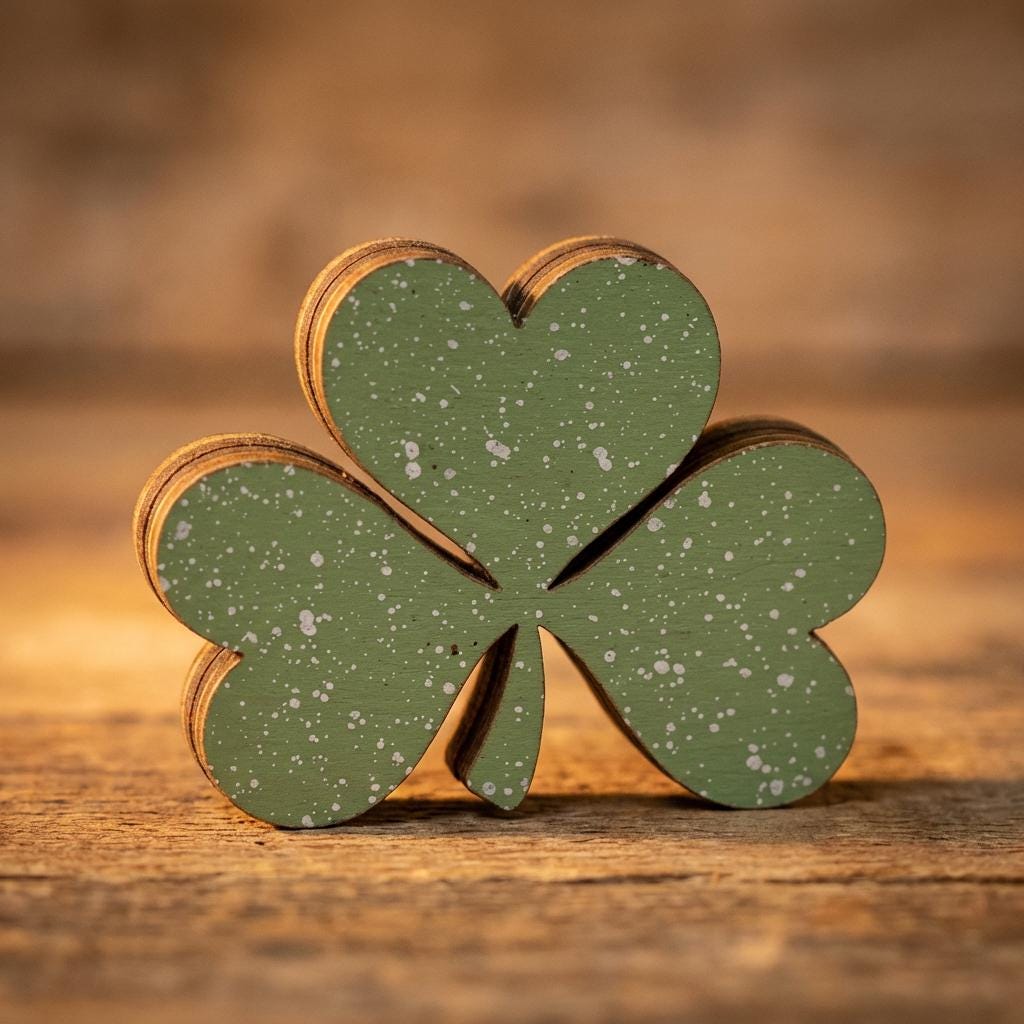 Chunky Shamrock Shelf Sitter – Small Layered Wood Shamrock Decor – St Patrick’s Day Tiered Tray Decor – Farmhouse Irish Spring Decoration - TheGrumpyRooster