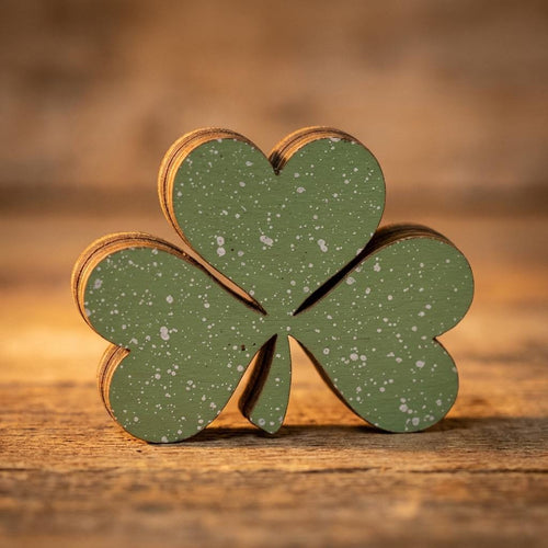 Chunky Shamrock Shelf Sitter – Small Layered Wood Shamrock Decor – St Patrick’s Day Tiered Tray Decor – Farmhouse Irish Spring Decoration - TheGrumpyRooster