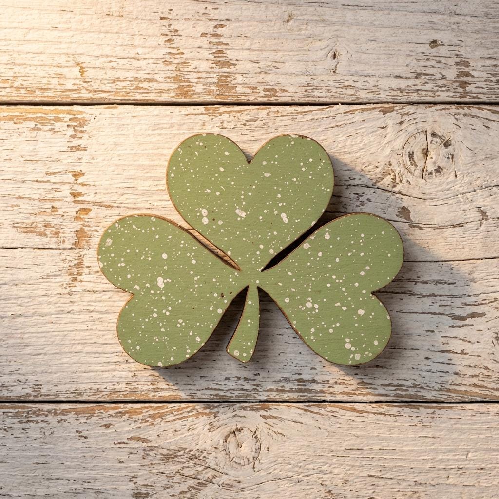 Chunky Shamrock Shelf Sitter – Small Layered Wood Shamrock Decor – St Patrick’s Day Tiered Tray Decor – Farmhouse Irish Spring Decoration - TheGrumpyRooster