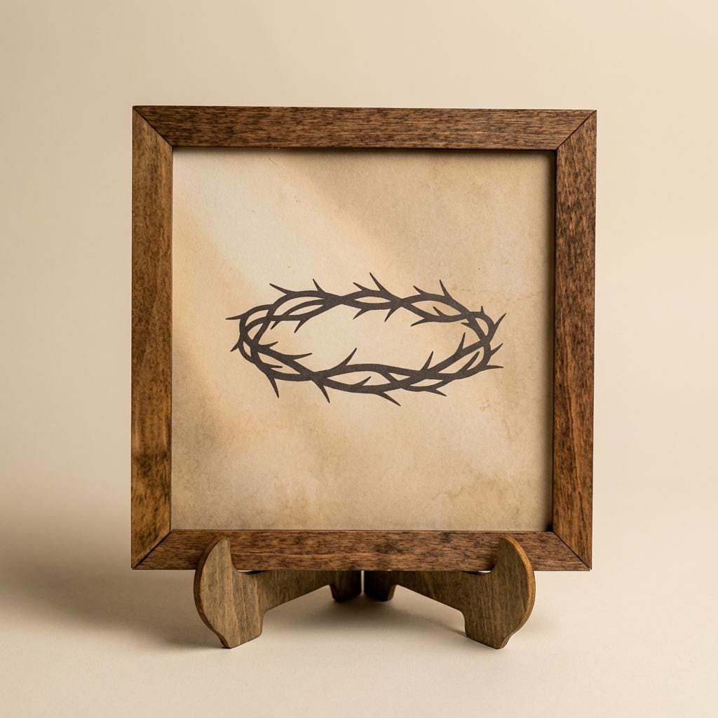 Crown of Thorns Framed Christian Art, Easter Wall Decor, Scripture Decor, Christian Gift, Religious Wall Art, Faith Home Decor, Easter Decor - TheGrumpyRooster