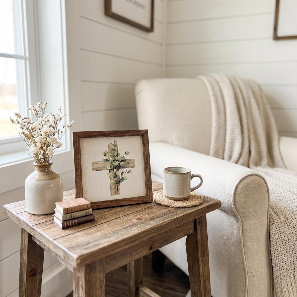 Botanical Cross Framed Christian Art, Easter Wall Decor, Christian Gift, Religious Wall Art, Scripture Decor, Faith Home Decor, Easter Gift - TheGrumpyRooster