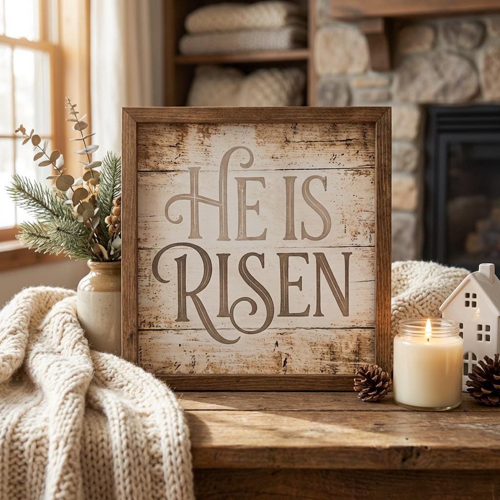 He is Risen Framed Christian Art, Easter Wall Decor, Christian Gift, Religious Wall Art, Scripture Decor, Faith Home Decor, Easter Decor - TheGrumpyRooster