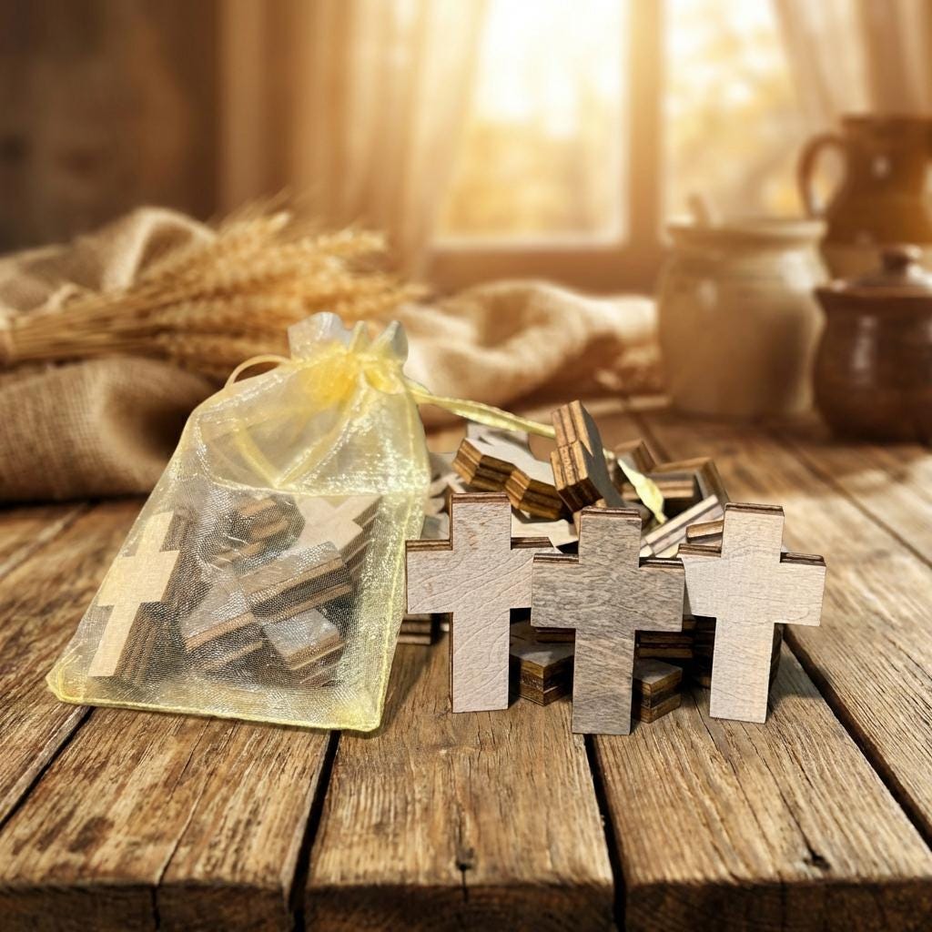 Mini Wooden Crosses – Set of 7 | Reversible Rustic Cross Decor | Christian Easter Decor | Baptism Favor | Communion Table Decor - TheGrumpyRooster