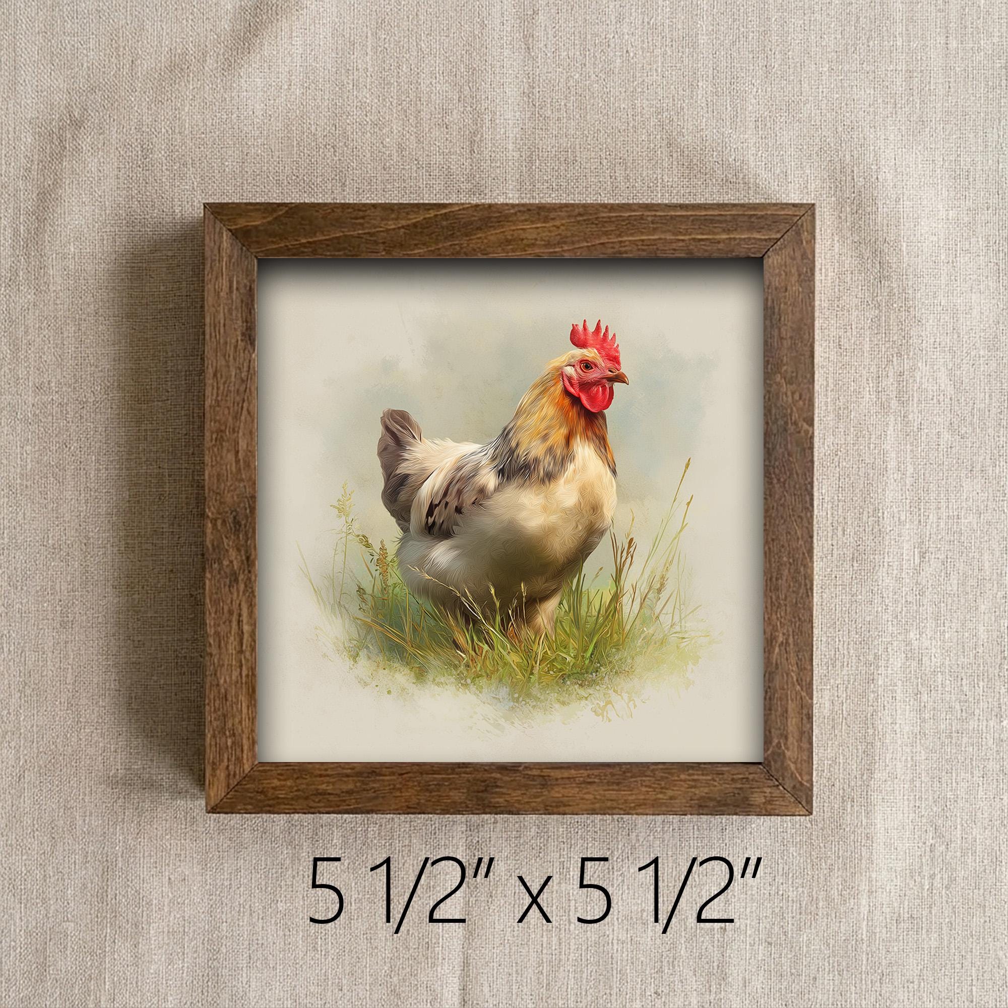 Rustic Rooster Framed Wood Art | Farmhouse Chicken Decor | Country Kitchen Shelf Decor | Farmhouse Gift Idea - TheGrumpyRooster