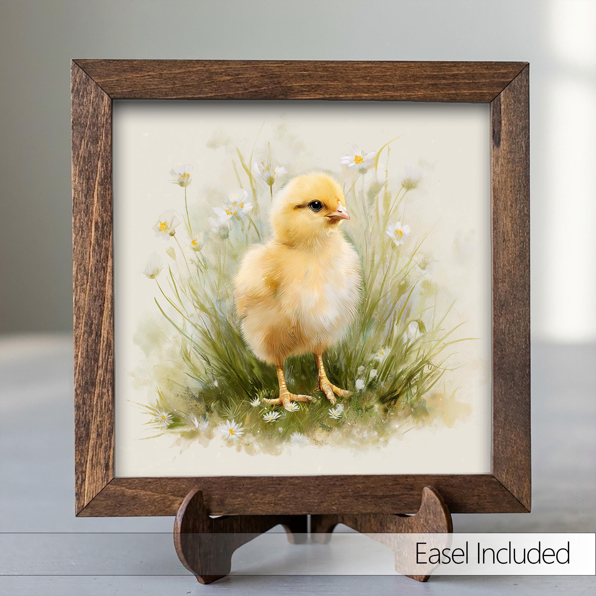 Baby Chick Framed Wood Art | Farmhouse Spring Decor | Rustic Chicken Nursery Decor | Easter Farmhouse Gift - TheGrumpyRooster