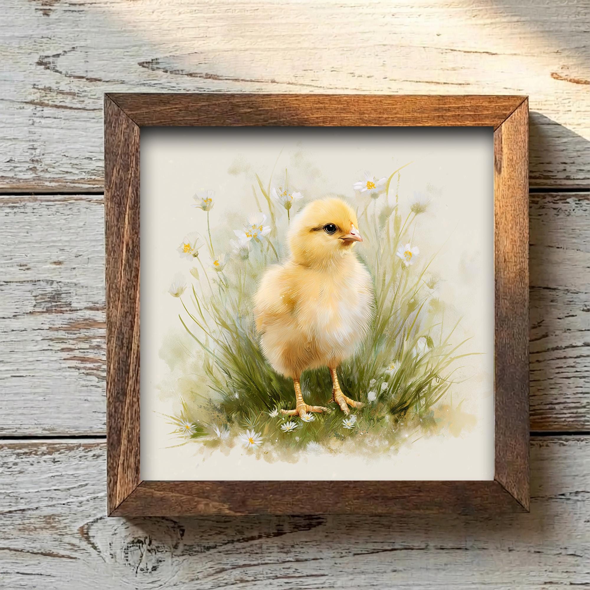 Baby Chick Framed Wood Art | Farmhouse Spring Decor | Rustic Chicken Nursery Decor | Easter Farmhouse Gift - TheGrumpyRooster