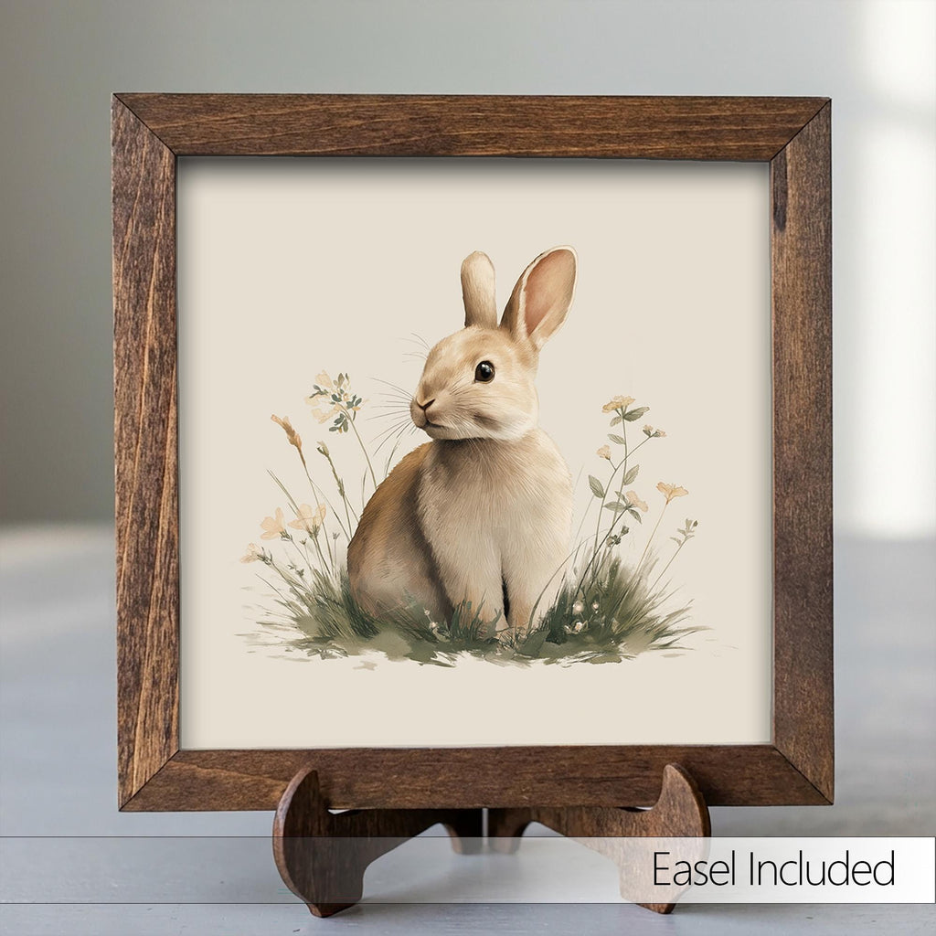 Rustic Bunny Framed Decor | Farmhouse Spring Decor | Easter Bunny Shelf Sitter Art | Spring Farmhouse Gift - TheGrumpyRooster