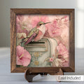 Hummingbird Decor | Farmhouse Bird Framed Decor | Pink Floral Spring Decor | Tiered Tray Decor Gift - TheGrumpyRooster