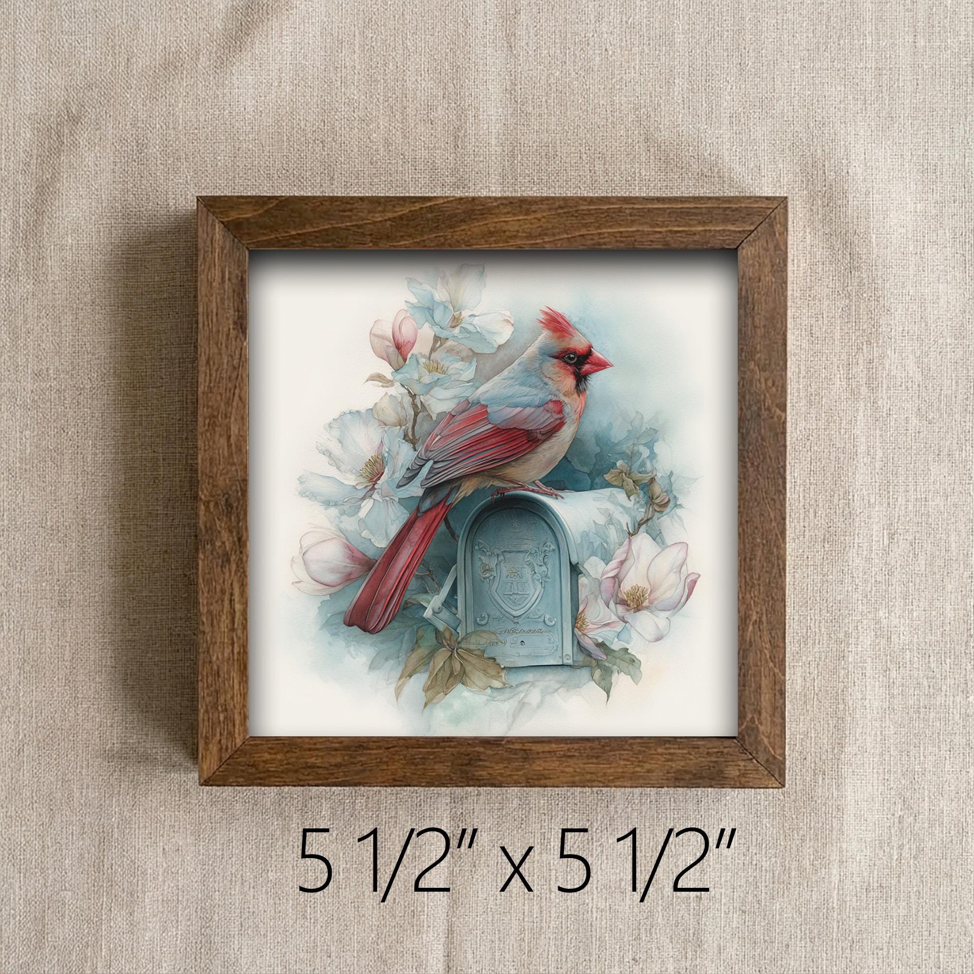 Vintage Bird Decor | Cardinal Bird Farmhouse Decor | Rustic Floral Bird Art | Tiered Tray Decor Gift - TheGrumpyRooster