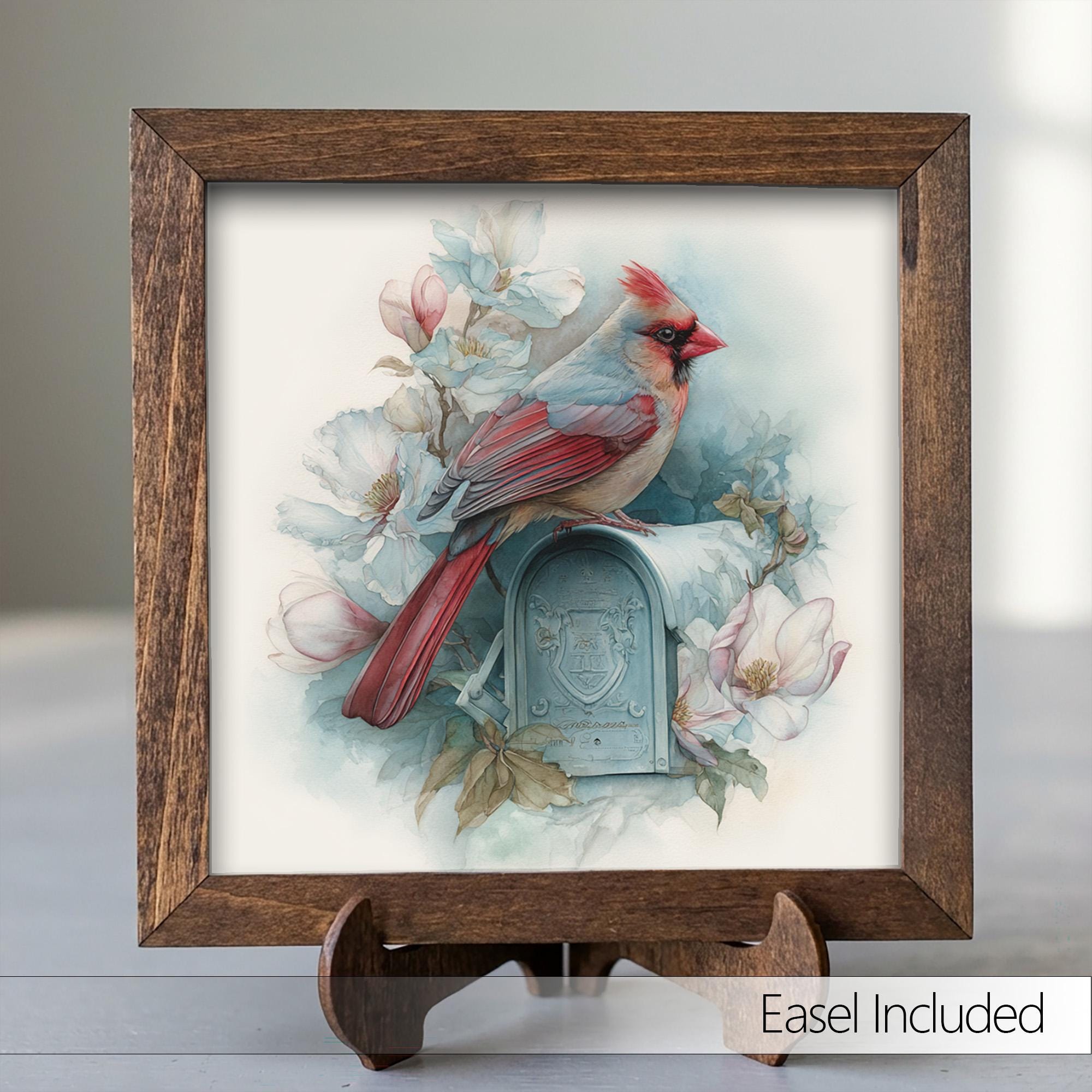 Vintage Bird Decor | Cardinal Bird Farmhouse Decor | Rustic Floral Bird Art | Tiered Tray Decor Gift - TheGrumpyRooster