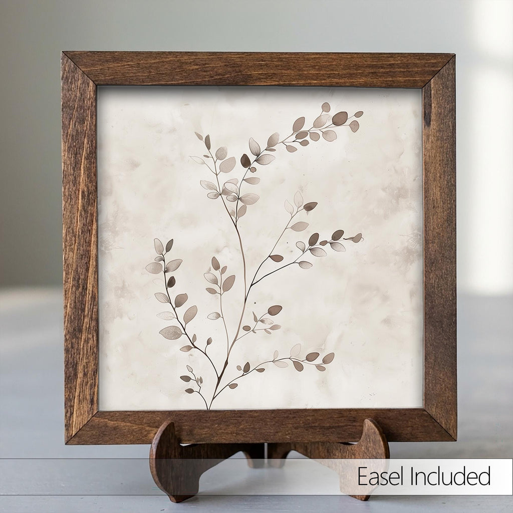 Minimalist Botanical Branch Framed Wood Art | Neutral Farmhouse Wall Decor | Rustic Shelf Decor | Nature Inspired Gift - TheGrumpyRooster