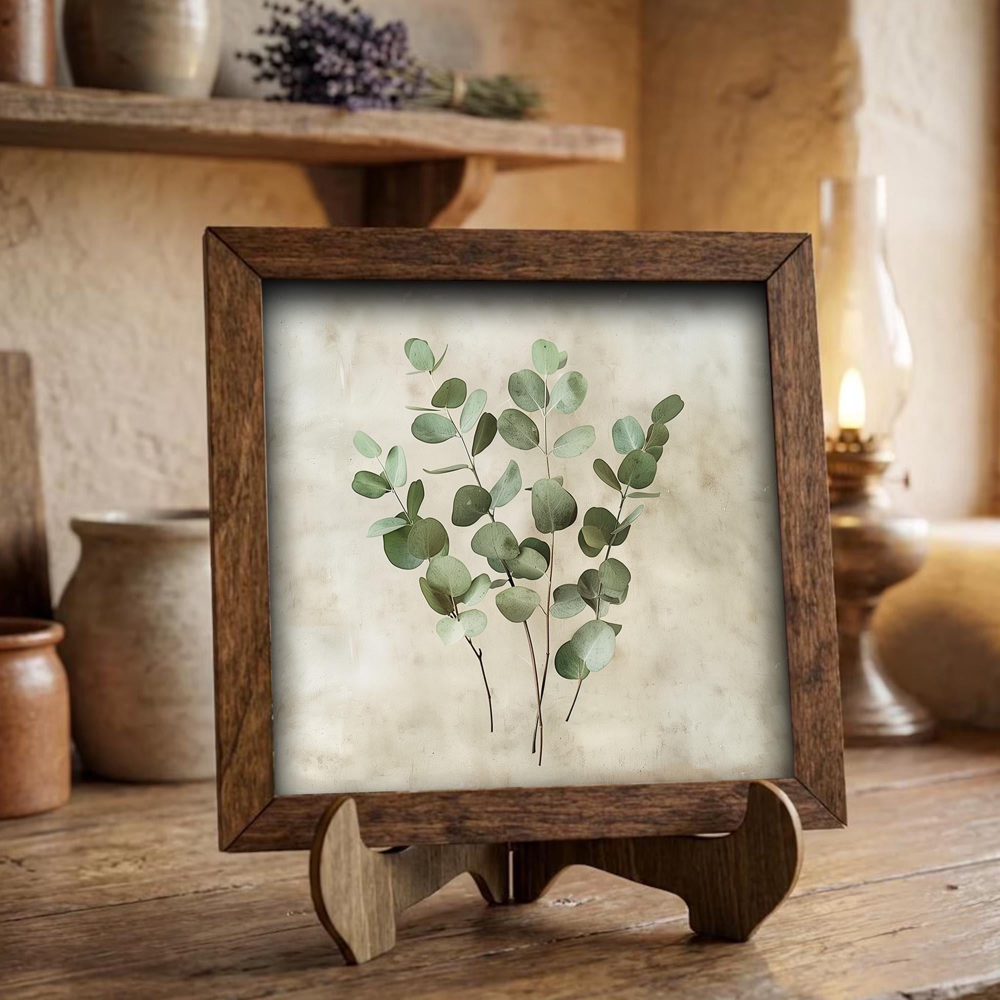 Eucalyptus Botanical Framed Wood Art | Farmhouse Greenery Decor | Rustic Wall Art | Nature Inspired Home Gift - TheGrumpyRooster